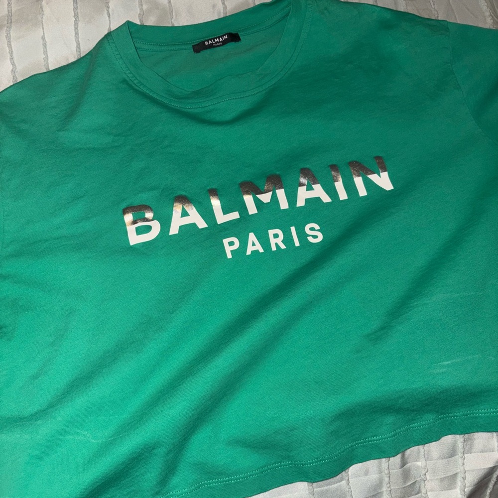 Balmain Green Logo T-Shirt